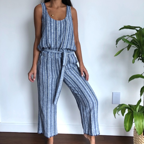 cloth & stone Pants - NEW Cloth & Stone striped linen jumpsuit M